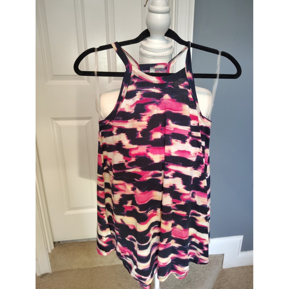 MTS Womens Pink Navy Abstract Halter Tank Top High‎ Neck T-Back Size S T7179B
